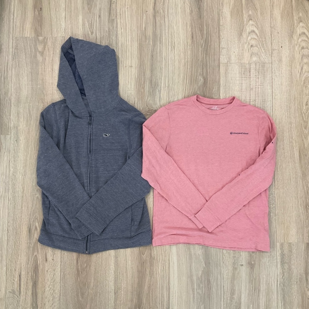 Vineyard Vines Long-Sleeve Boys Pink and Gray Sweater Set
